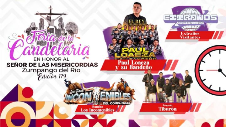 Feria de la Candelaria Zumpango del Río 2026: Cartelera de artistas que darán concierto GRATIS HOY 4 de febrero en Guerrero