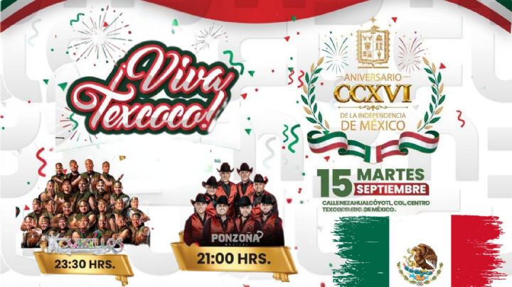 Grito de Independencia Texcoco EDOMEX 2026: Programa de artistas y actividades del 15 de septiembre