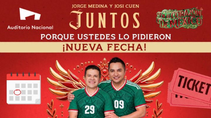 Jorge Medina y Josi Cuen “Juntos” anuncian novena fecha en el Auditorio Nacional 2026: ¿Cuándo y cuánto cuestan los boletos?