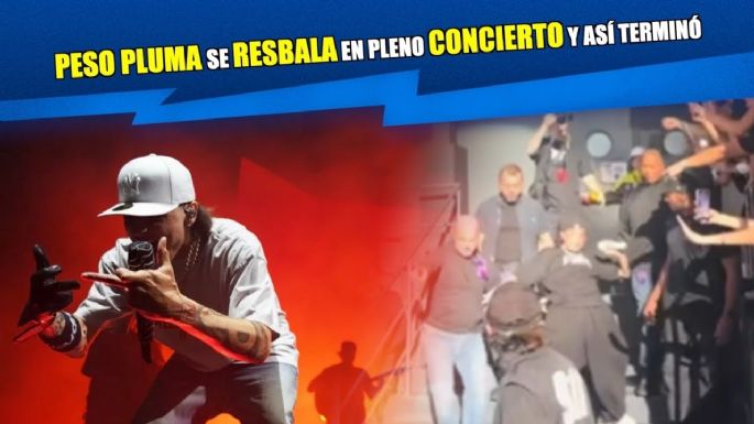 ¡Se le movió el piso! Peso Pluma resbaló en pleno concierto