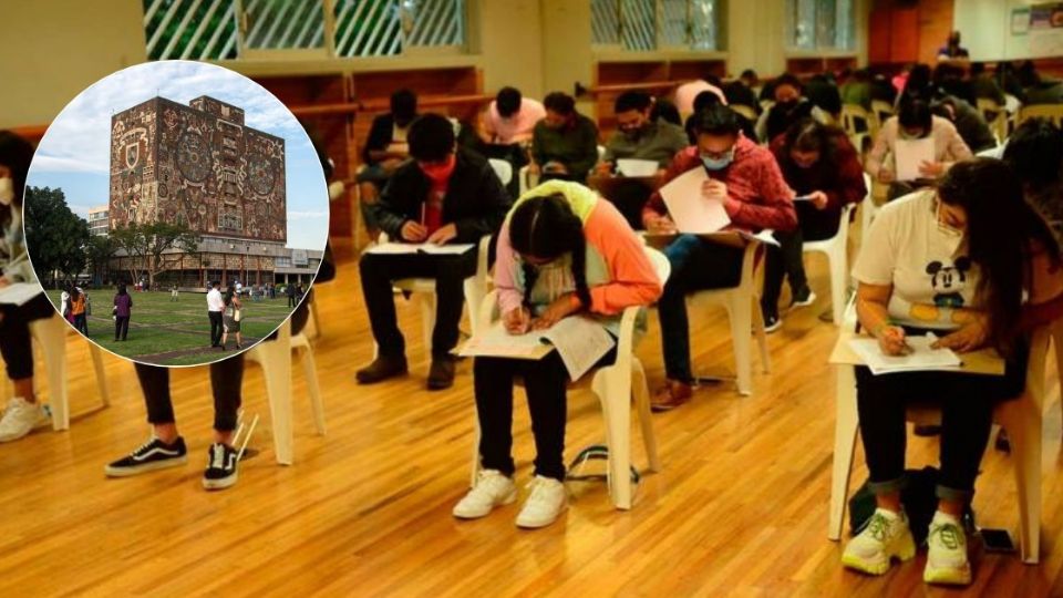 Estudiantes haciendo exámen el  de ingreso para la UNAM