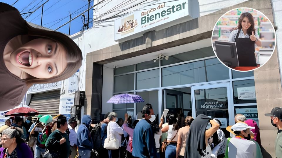 Fila para el cajero Bienestar