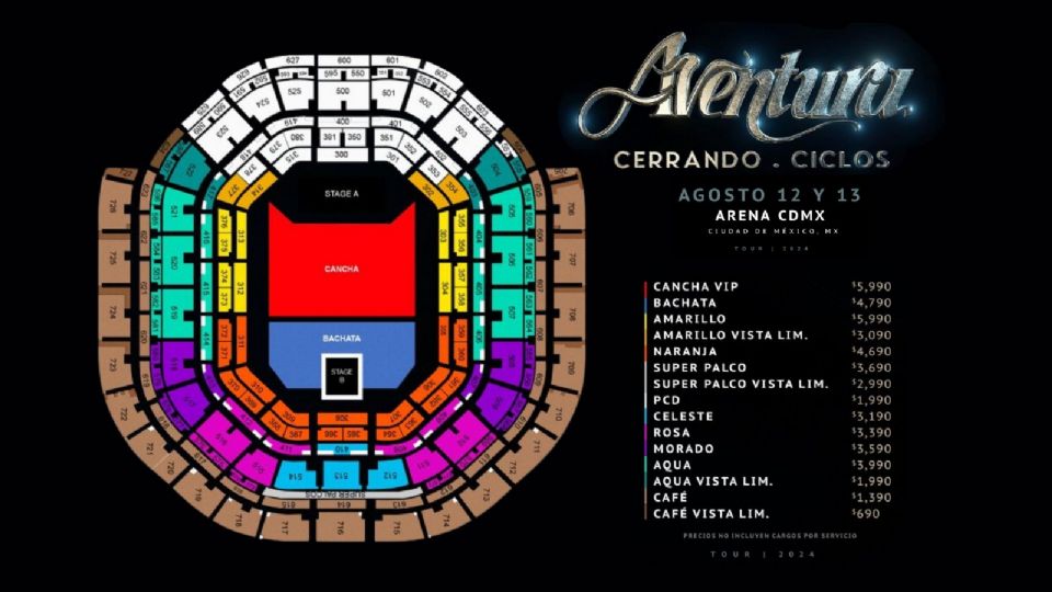 La venta de los boletos para Aventura en la Arena CDMX comenzará a las 11:00 am.