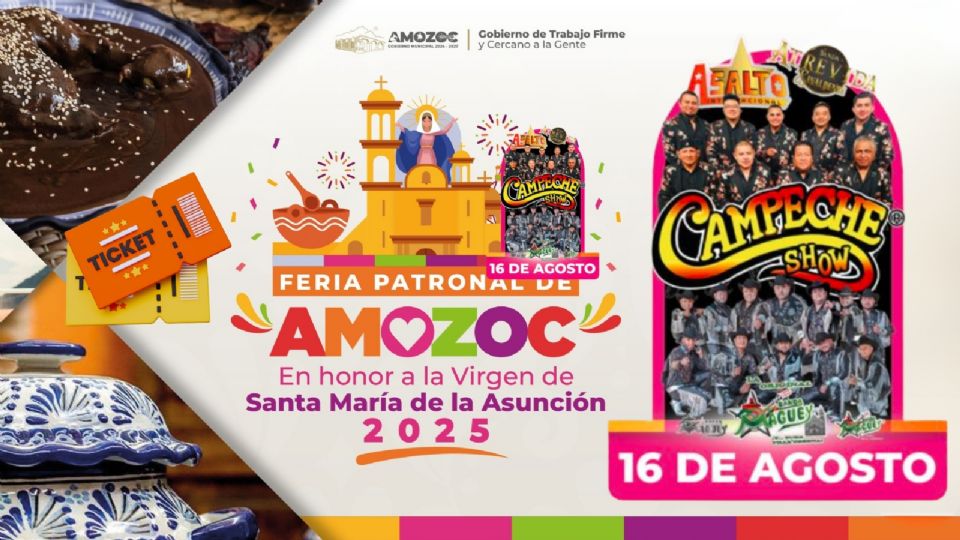 Cartelera de artistas y programa para HOY 16 de agosto en la Feria Amozoc 2025
