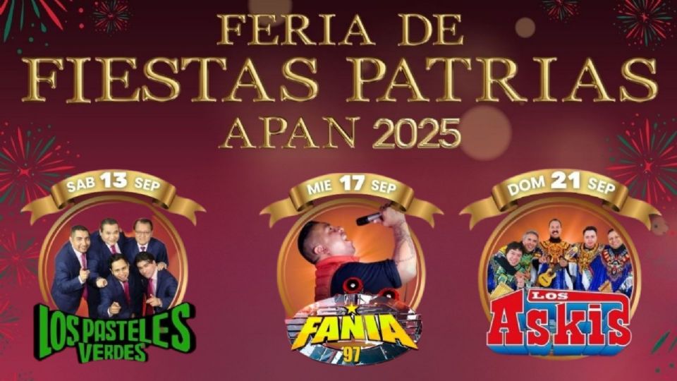 Estos son los artistas que se presentarán en las Fiestas Patrias Apan 2025.