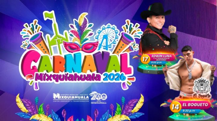 Carnaval Mixquiahuala 2026: Cartel de artistas que se presentarán del 13 al 22 de febrero en Hidalgo
