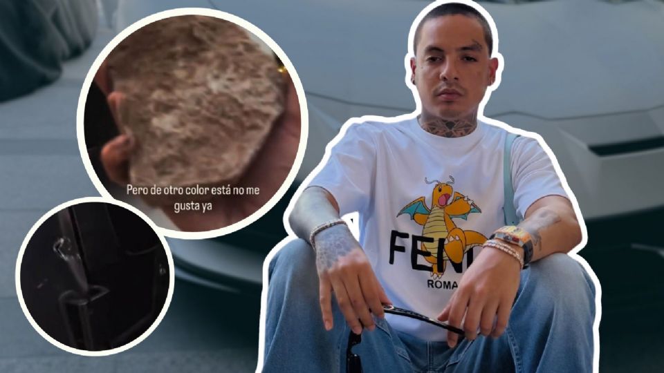Natanael Cano lanza piedras a su camioneta