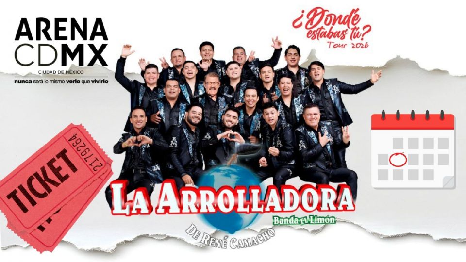 La Arrolladora Banda El Limón se presentará en la Arena CDMX 2026.