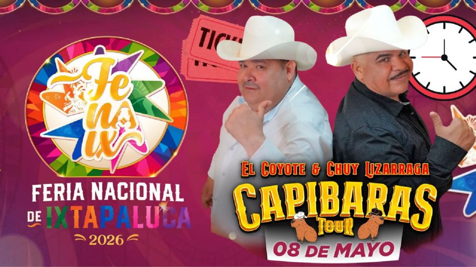 Chuy Lizárraga y El Coyote, 'Capibaras Tour', se presentarán HOY en la Feria Nacional de Ixtapaluca 2026