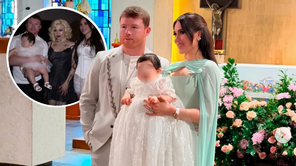 Saúl Canelo Álvarez y su esposa Fernanda Gómez celebran bautizo de su bebé