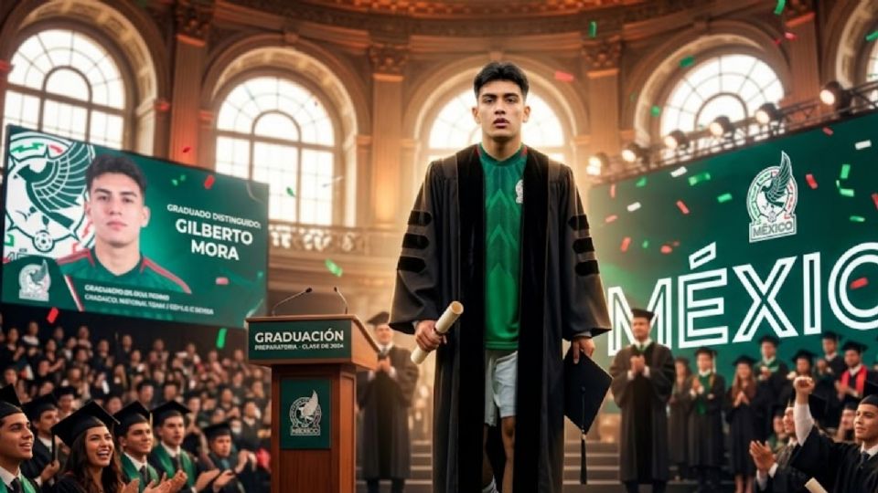 Gilberto Mora de la cancha de fútbol a su ceremonia de graduación