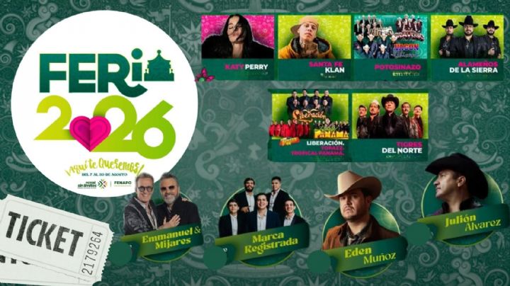 Feria Nacional Potosina 2026: Cartelera completa de artistas que darán concierto esta semana, del 24 al 30 de agosto